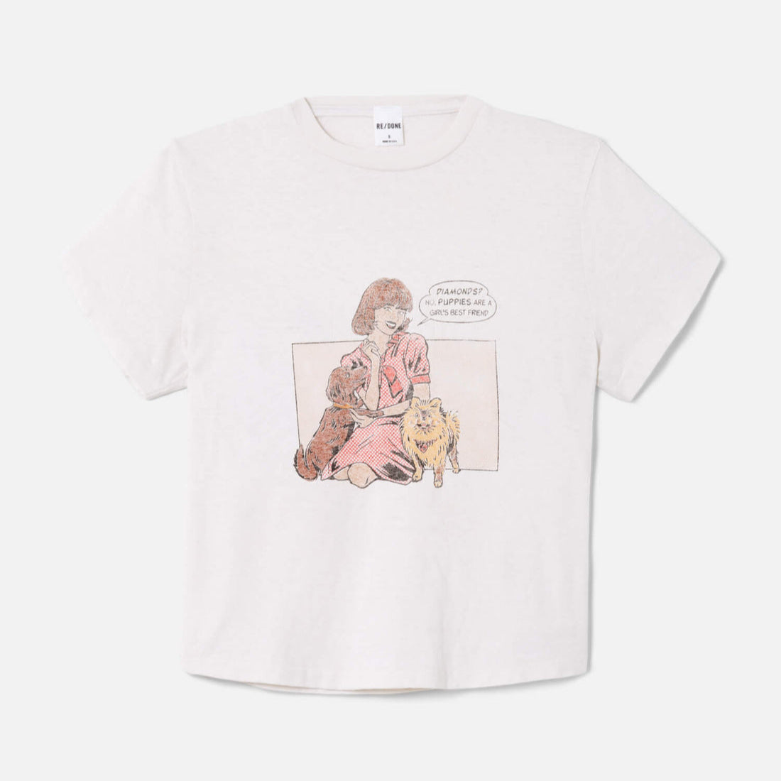 50s Boxy Tee Puppies Vintage White