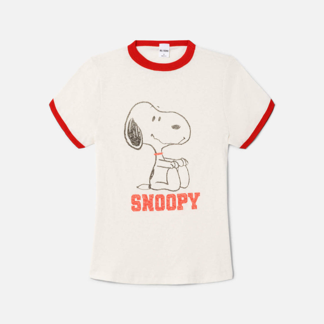 60s Slim Ringer Tee Snoopy Wht/Crimson