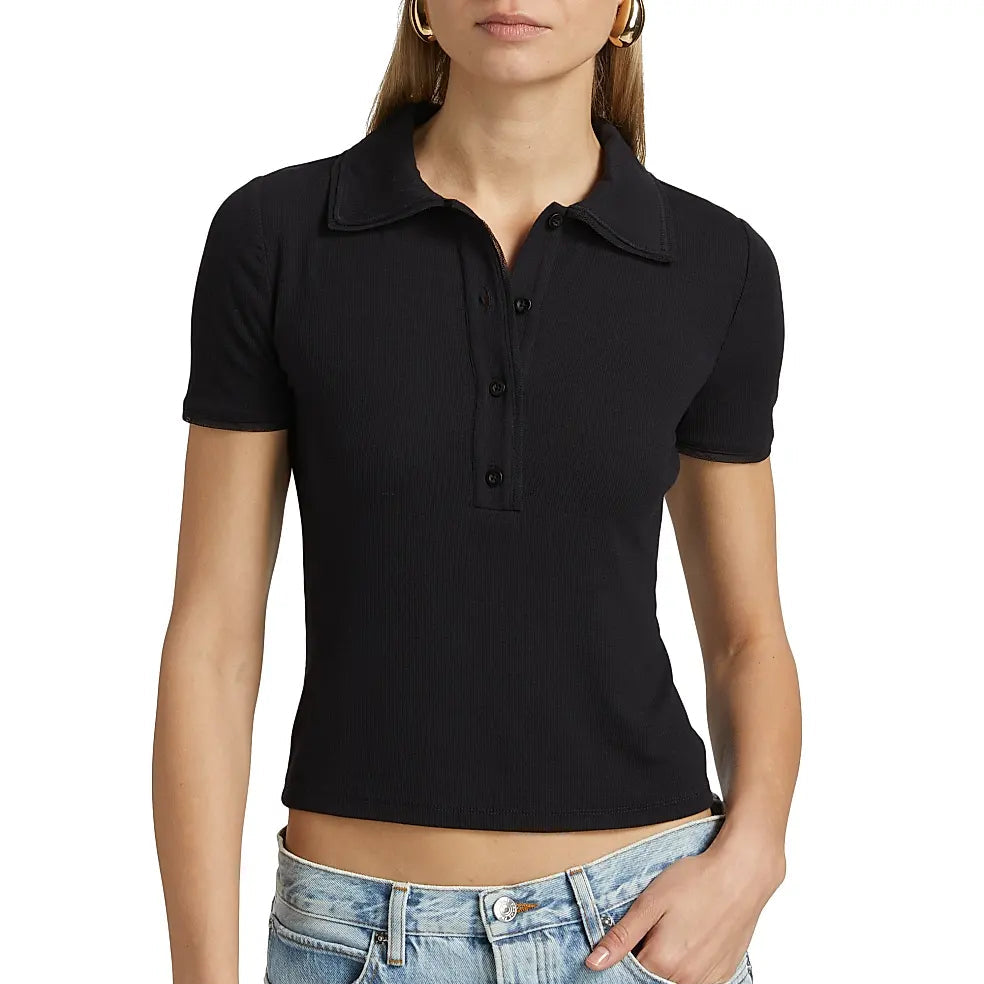 The Mesh Trim Polo Black