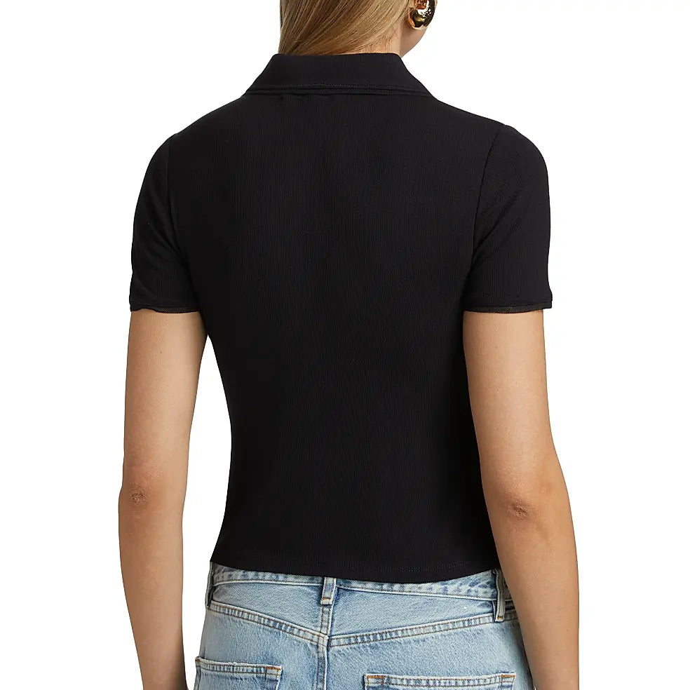 The Mesh Trim Polo Black