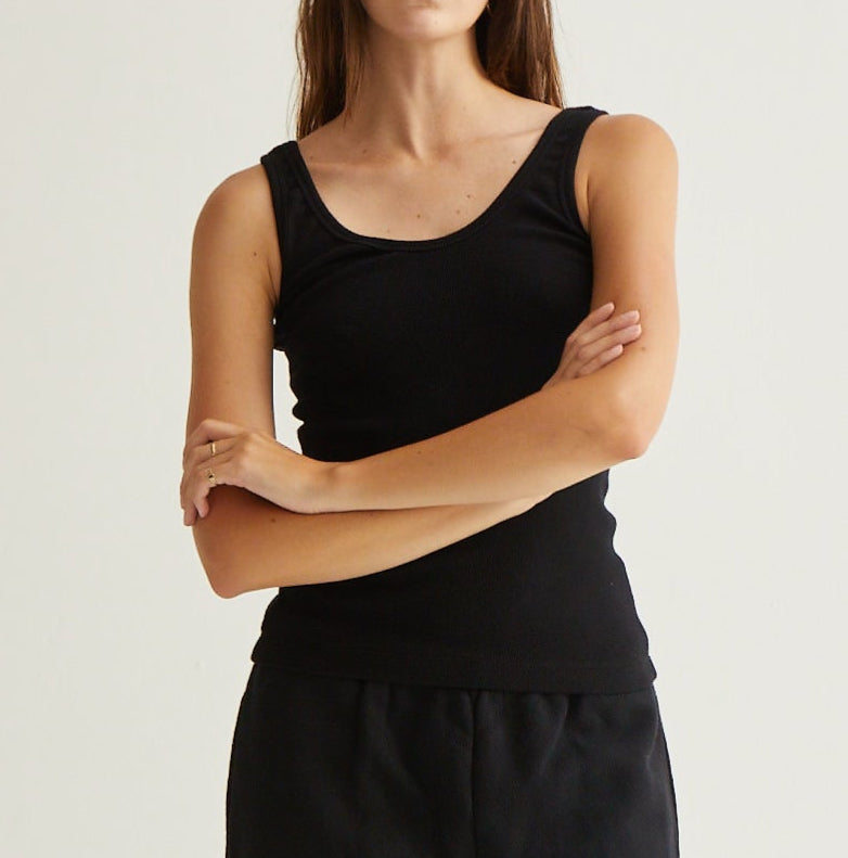 Mila Rib Tank Black
