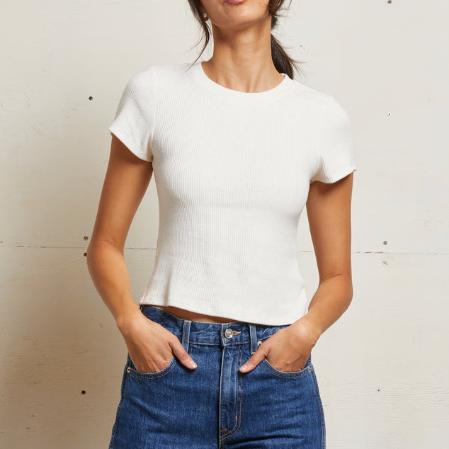 Gabby Rib S/S Crew Sugar