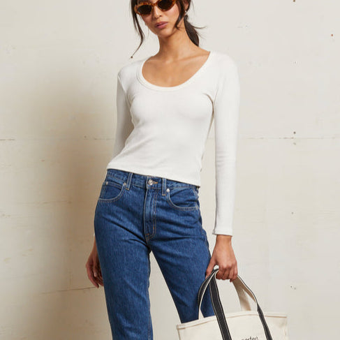 Josie Rib L/S U Neck Sugar