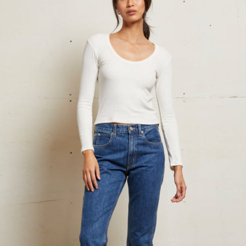 Josie Rib L/S U Neck Sugar