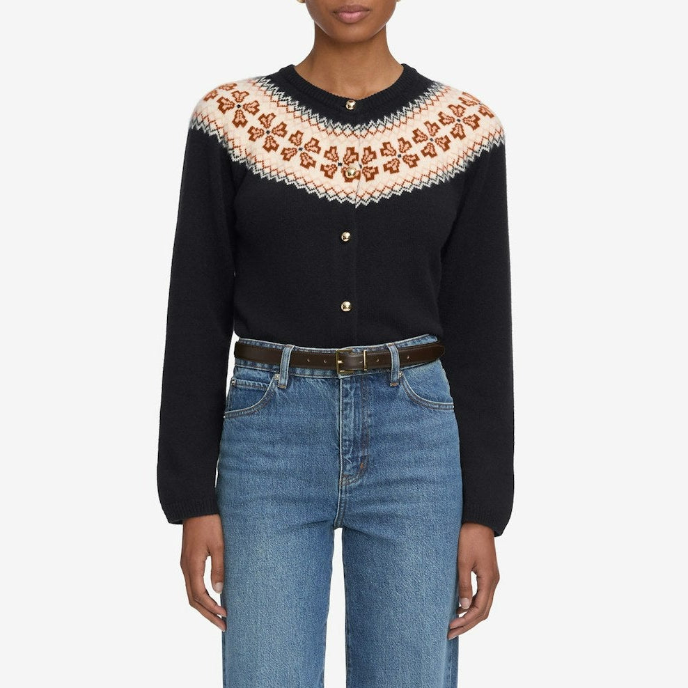 The Cashmere Fairisle Cardi Navy