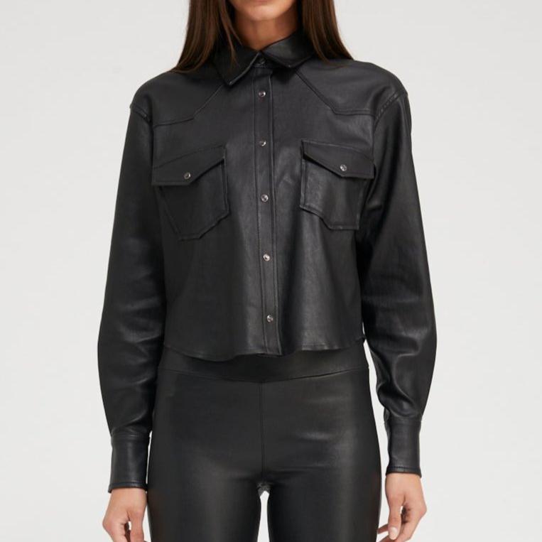 Cropped Western Shirt Leather Black