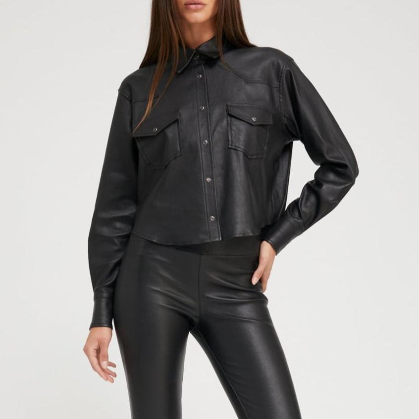 Cropped Western Shirt Leather Black
