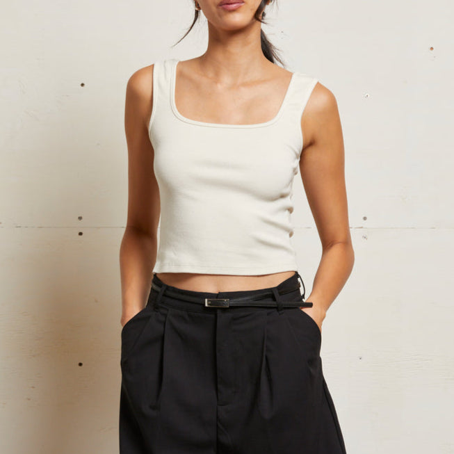 Kaitlyn Lux Rib Tank Sugar