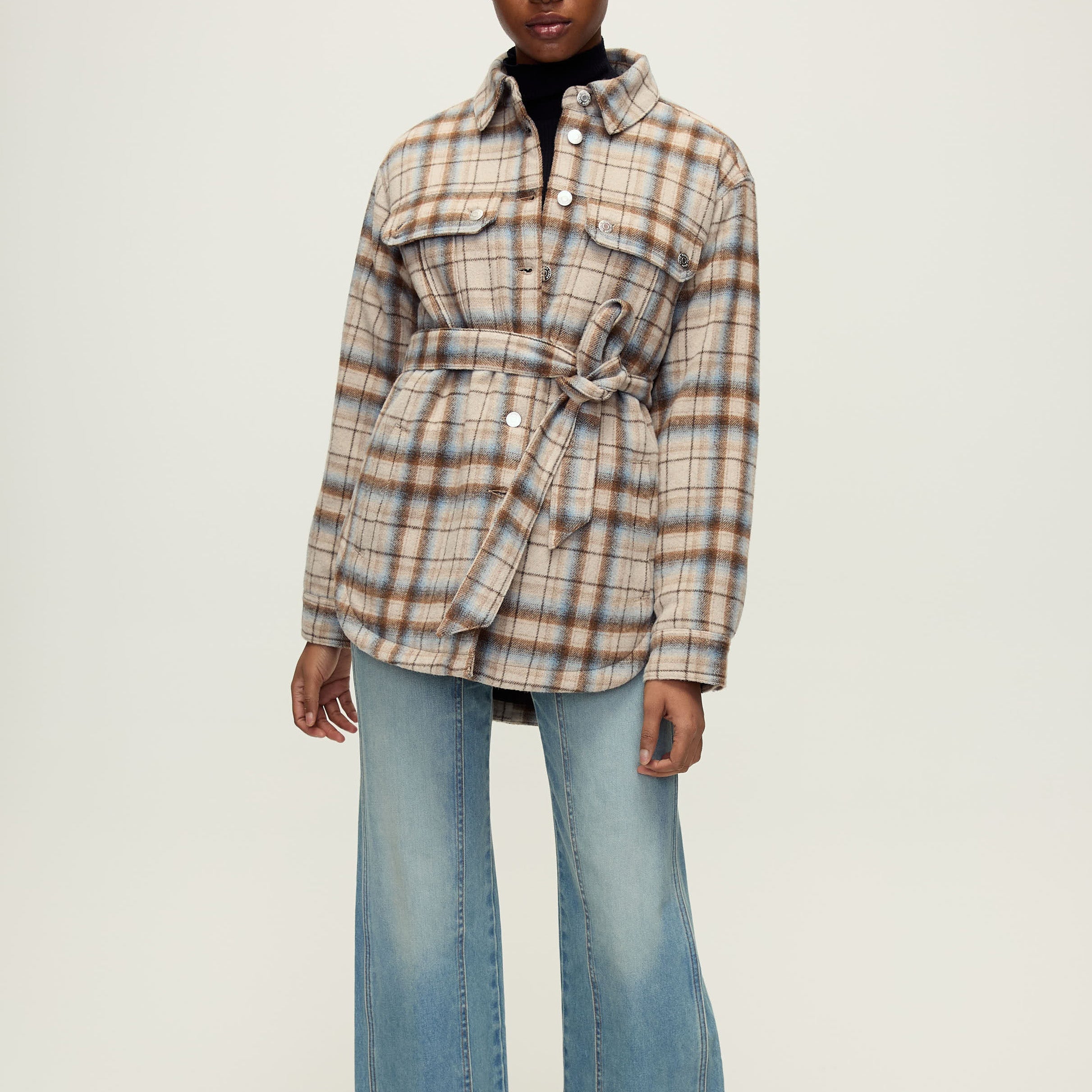 Mikaela Plaid Shacket Whisky