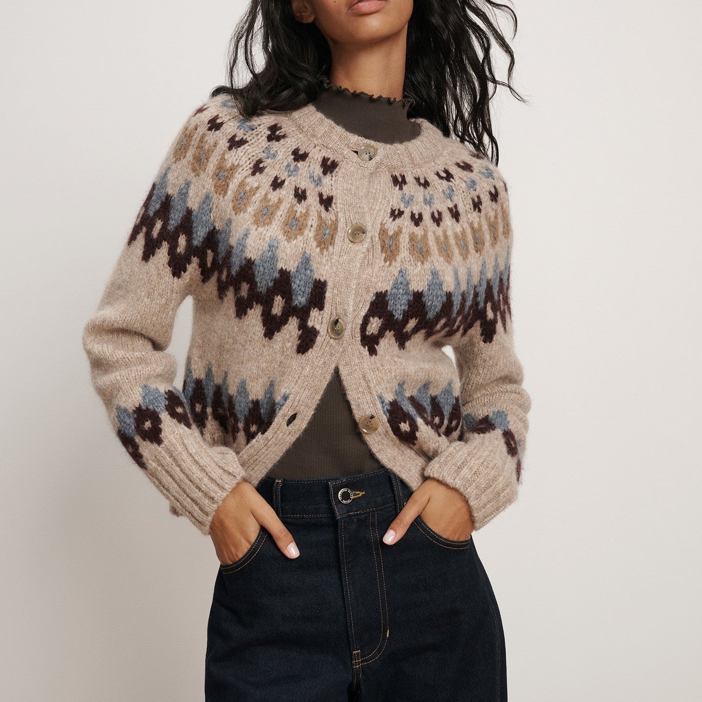 Christina Fairisle Cardigan Oatmeal Melange