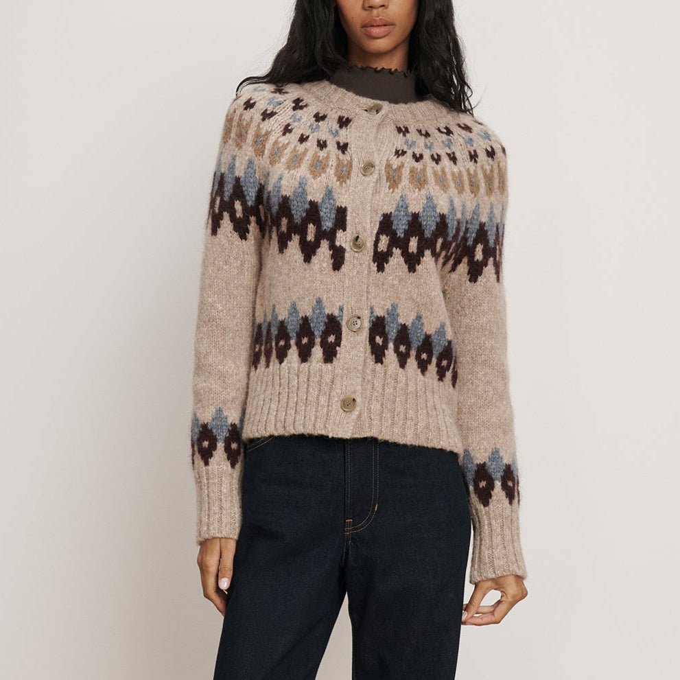 Christina Fairisle Cardigan Oatmeal Melange