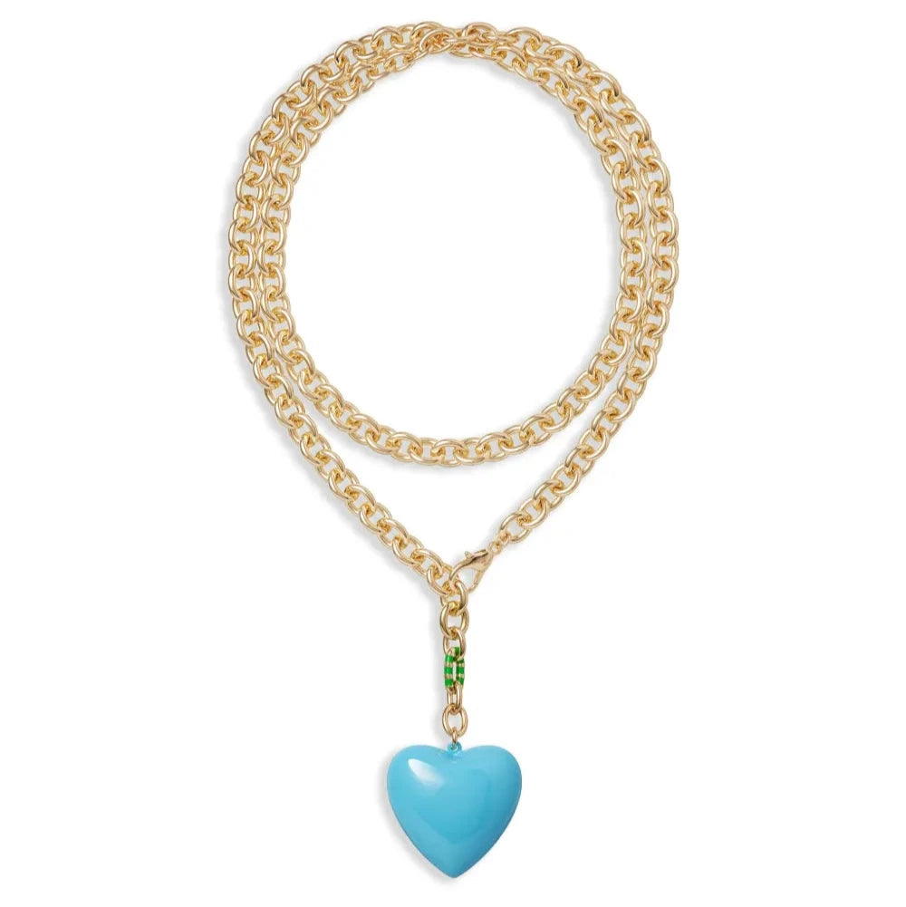 The Happy Heart Necklace Lt Turqoiuse