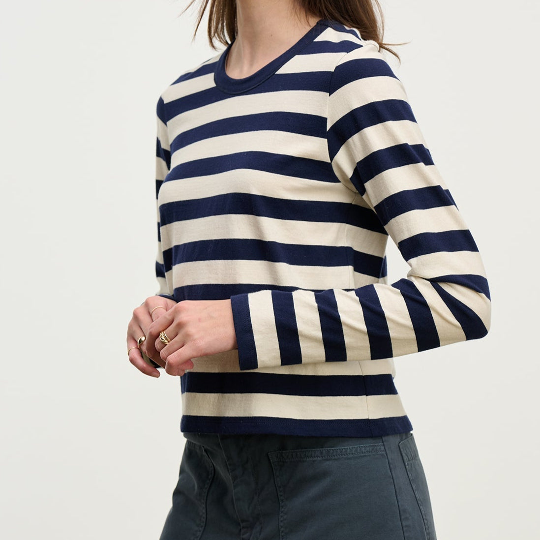 Maya Crewneck Top Navy Stripe