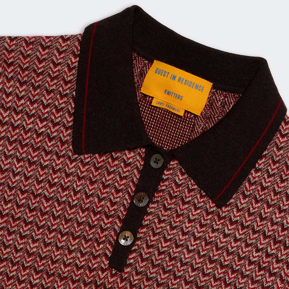Chevron L/S Shrunken Polo Burnt Cocoa