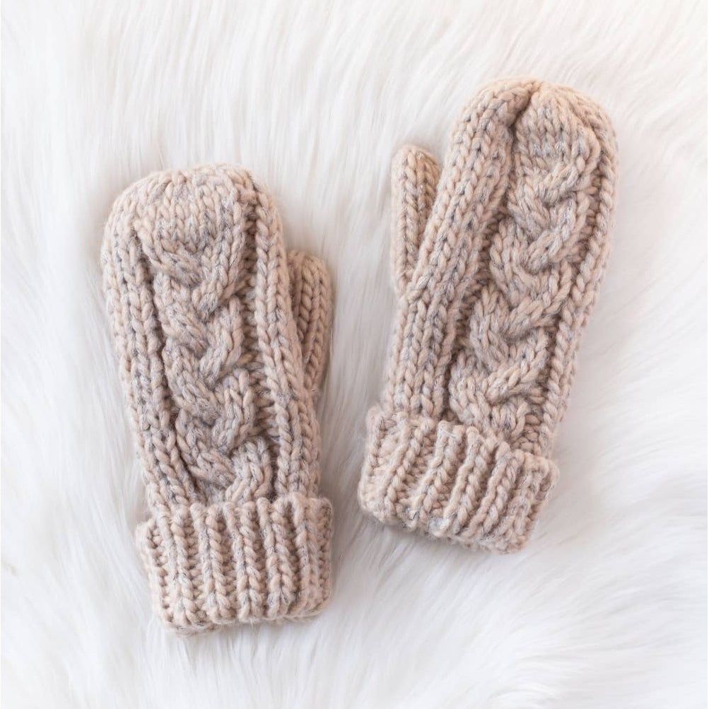 Blush Cable Knit Mittens