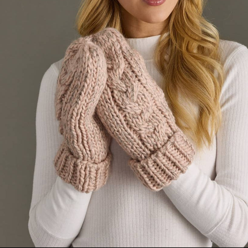 Blush Cable Knit Mittens