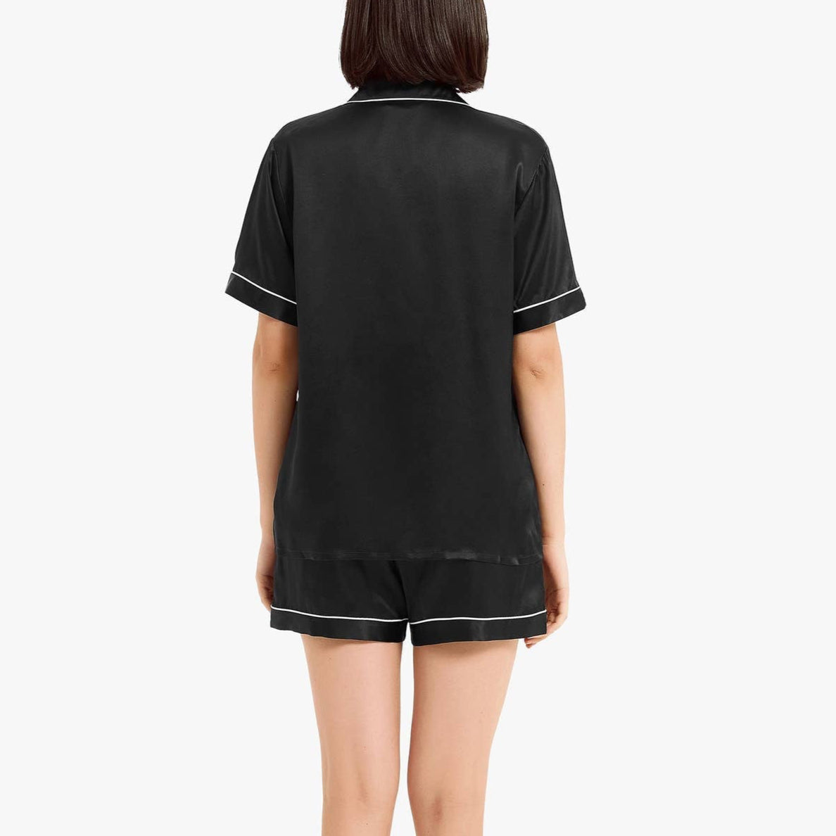 Elegant Silk Short Pajamas Black