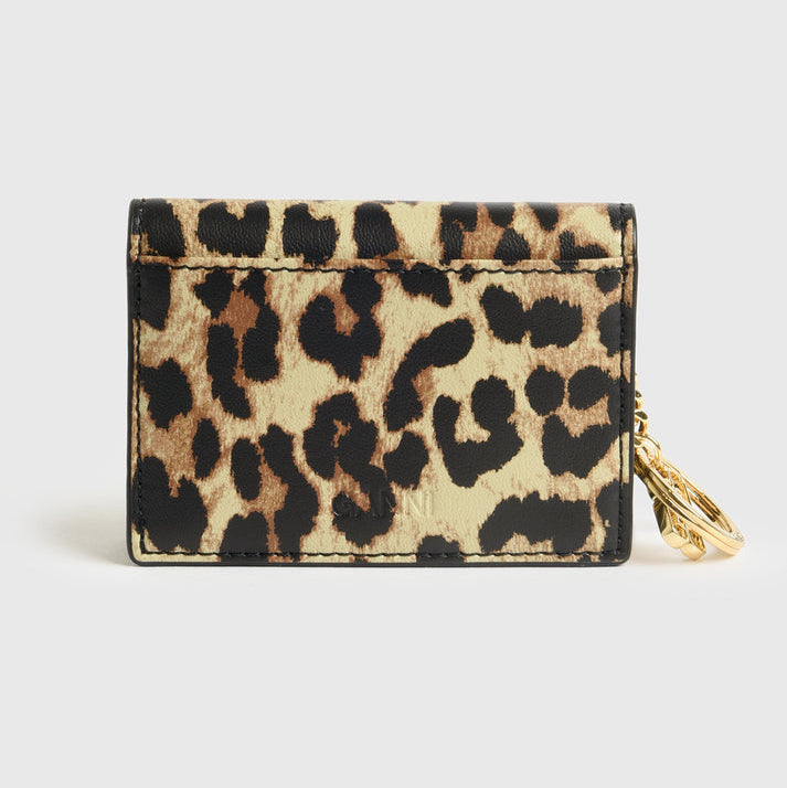 Card Holder W/ Flap Print Leopard
