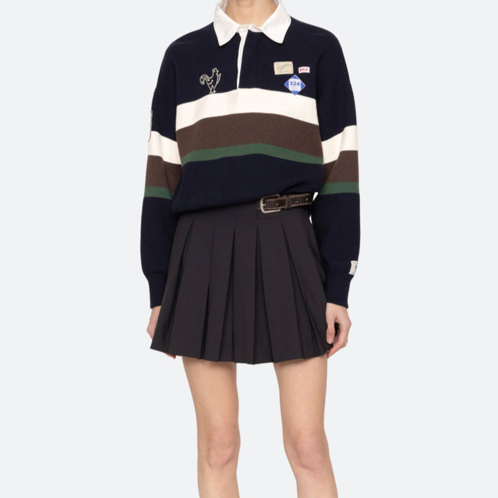 Adeline Pleat Mini Skirt Black