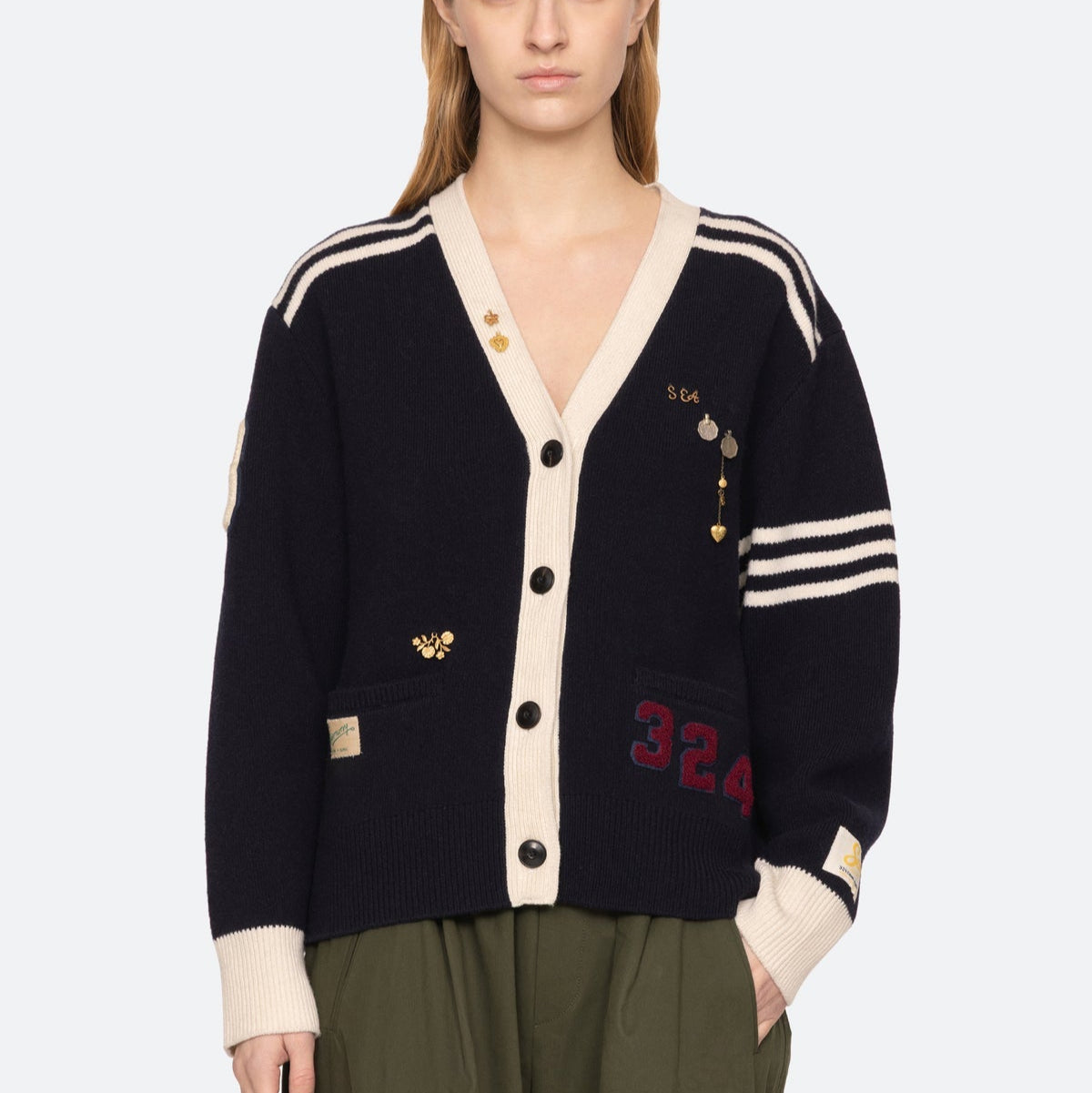 Arther Varsity Cardigan Navy