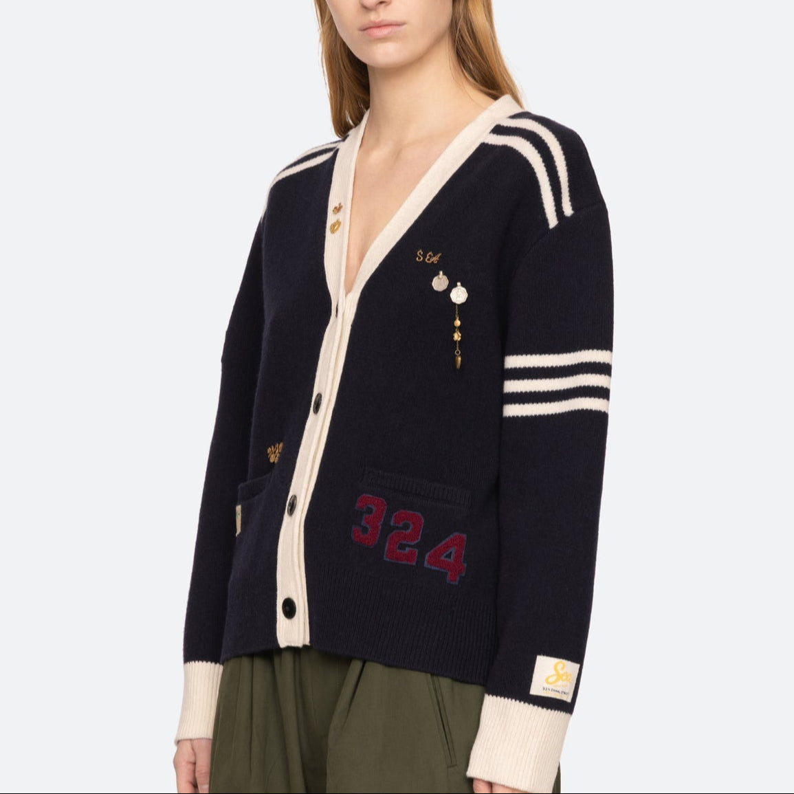 Arther Varsity Cardigan Navy