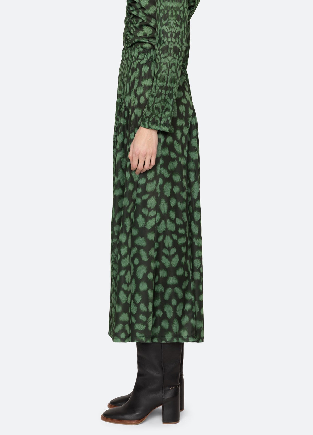 Claude Print Midi Skirt Green