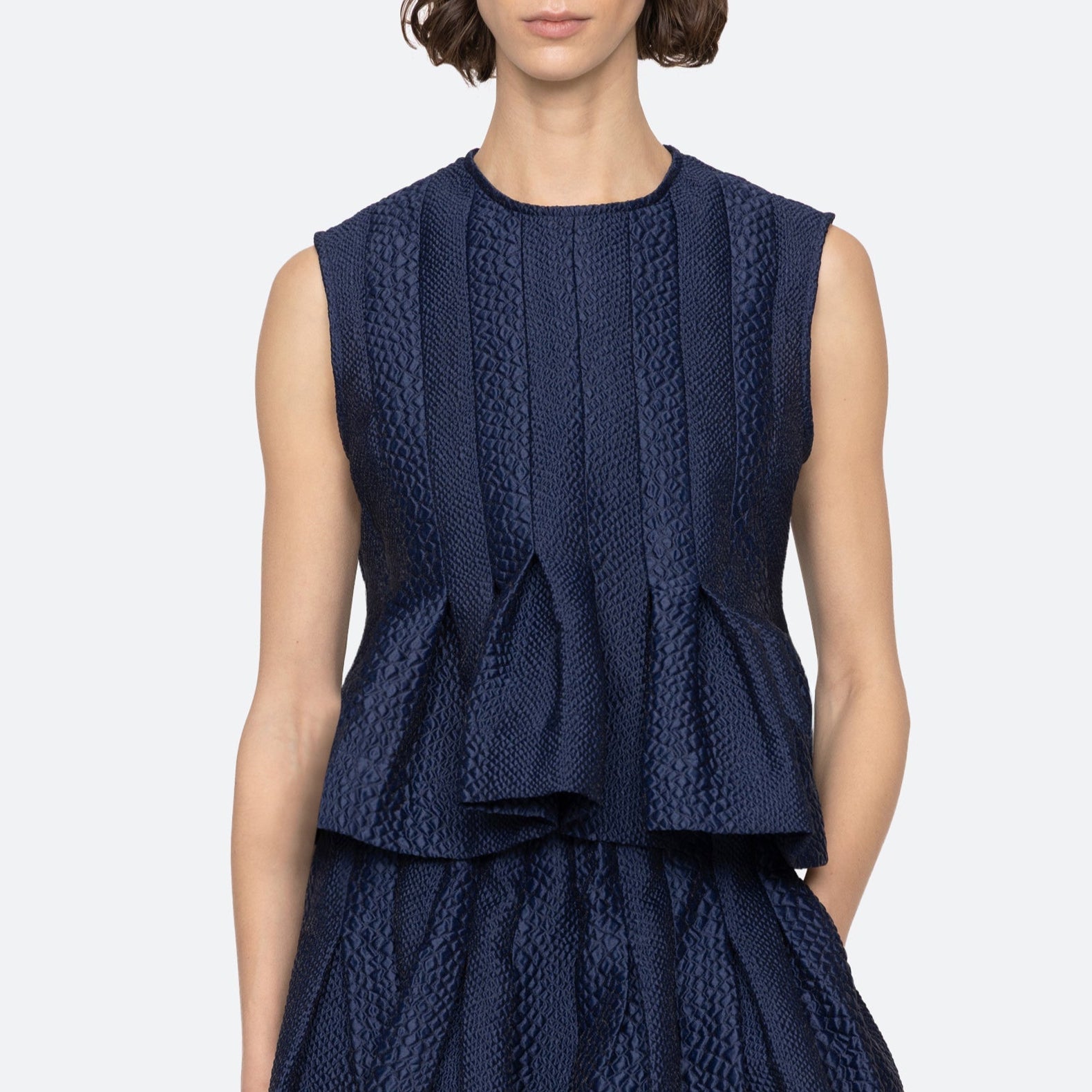 Fayetta Embossed Tank Top Navy