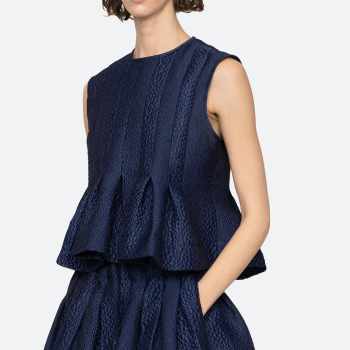 Fayetta Embossed Tank Top Navy