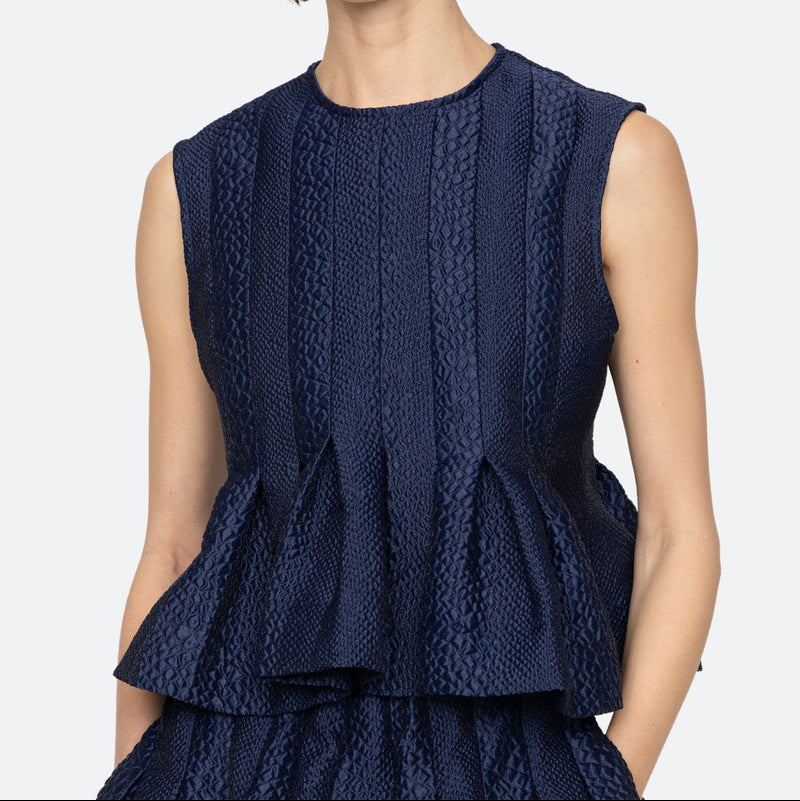Fayetta Embossed Tank Top Navy