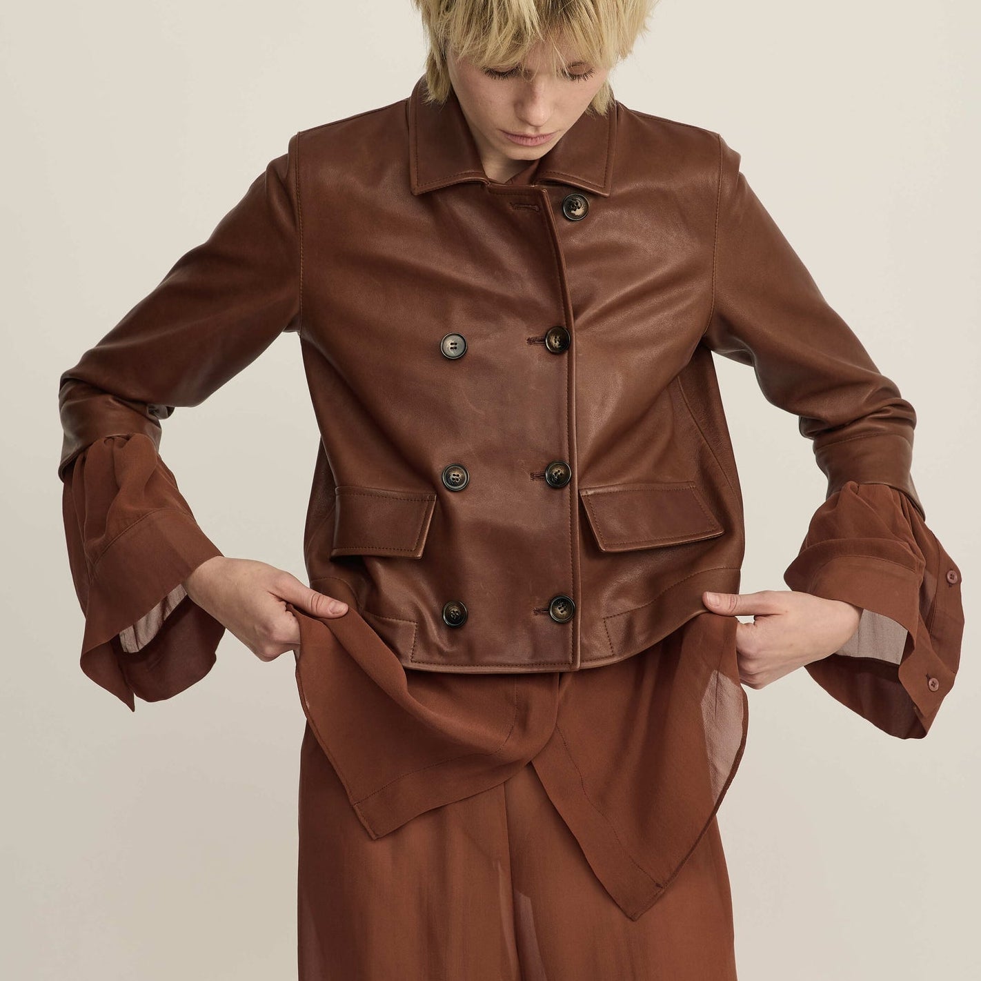 Tova Leather Coat Brown