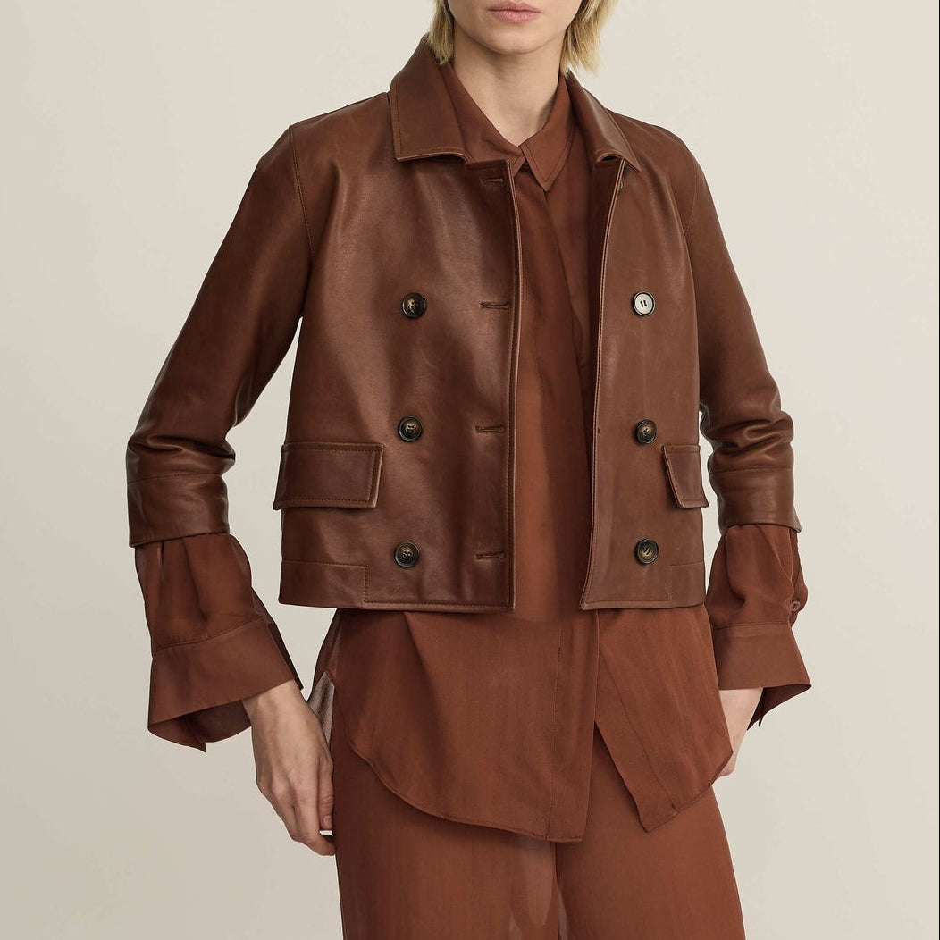 Tova Leather Coat Brown