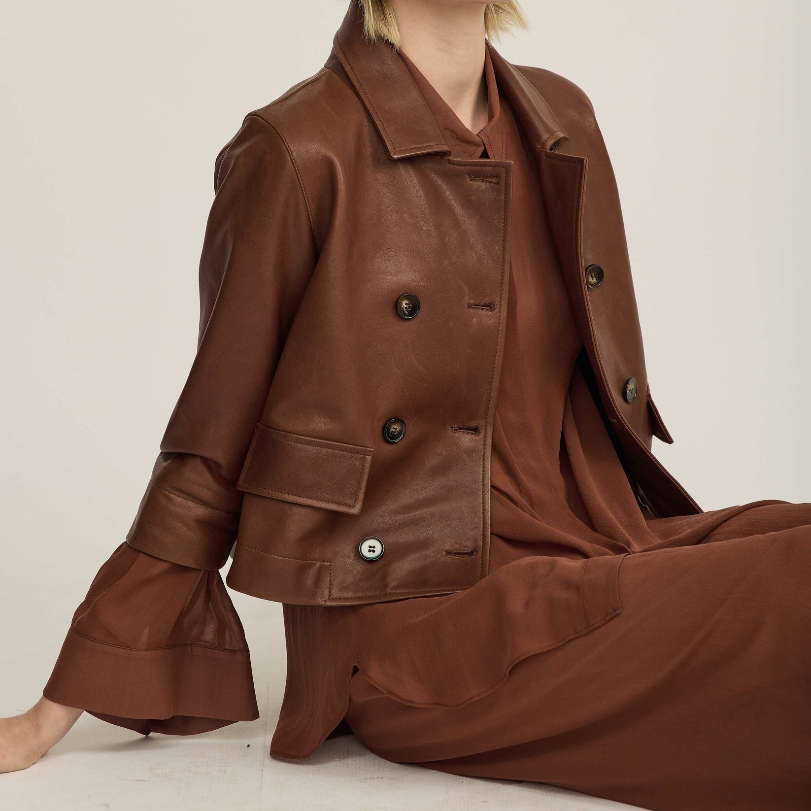 Tova Leather Coat Brown