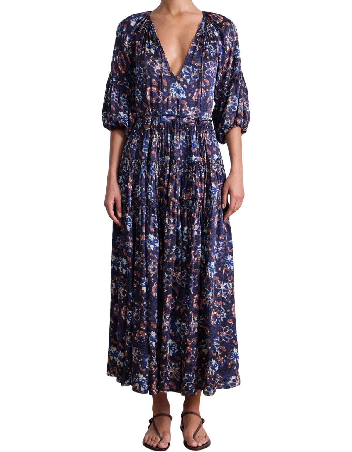 Santa Cecilia Dress Batik Floral Navy