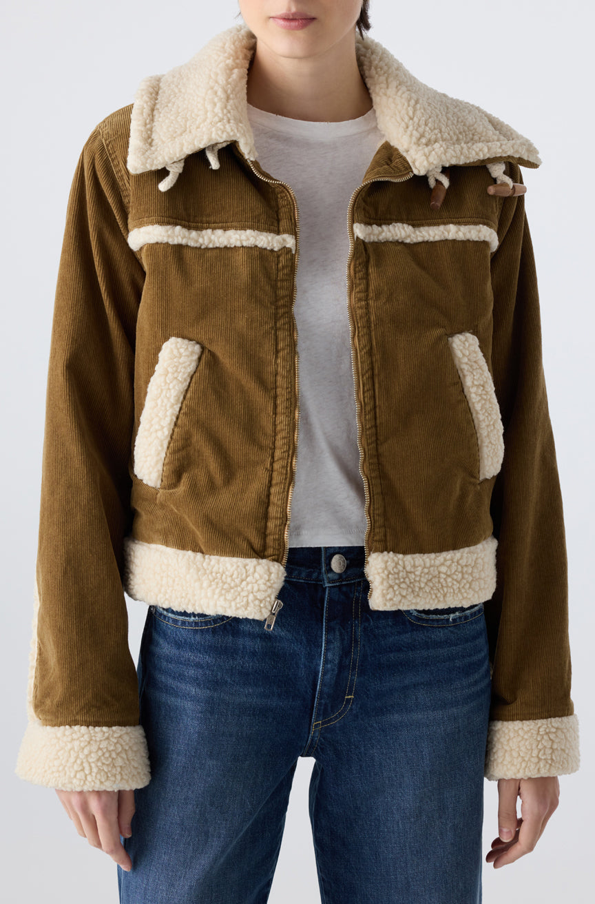 Betty Shearling Jacket Cord Cumin
