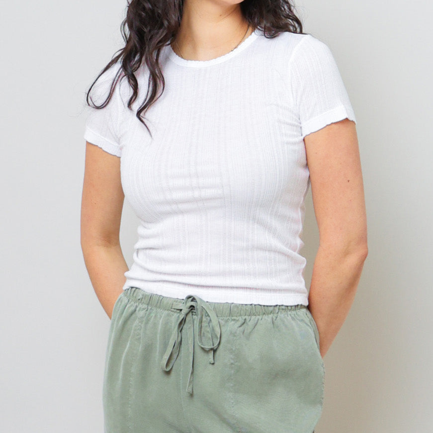Enati Pointelle Tee White