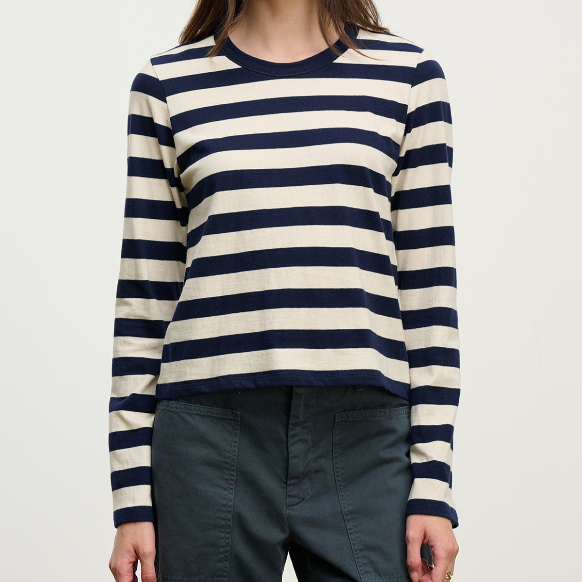 Maya Crewneck Top Navy Stripe