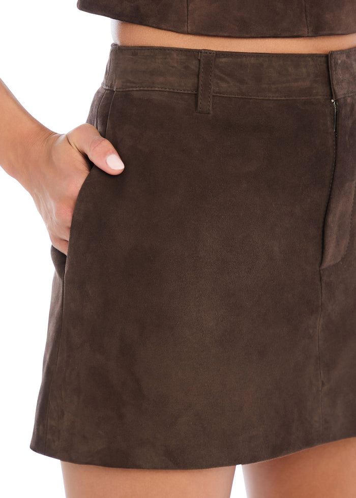 Torrance Suede Skirt Tobacco