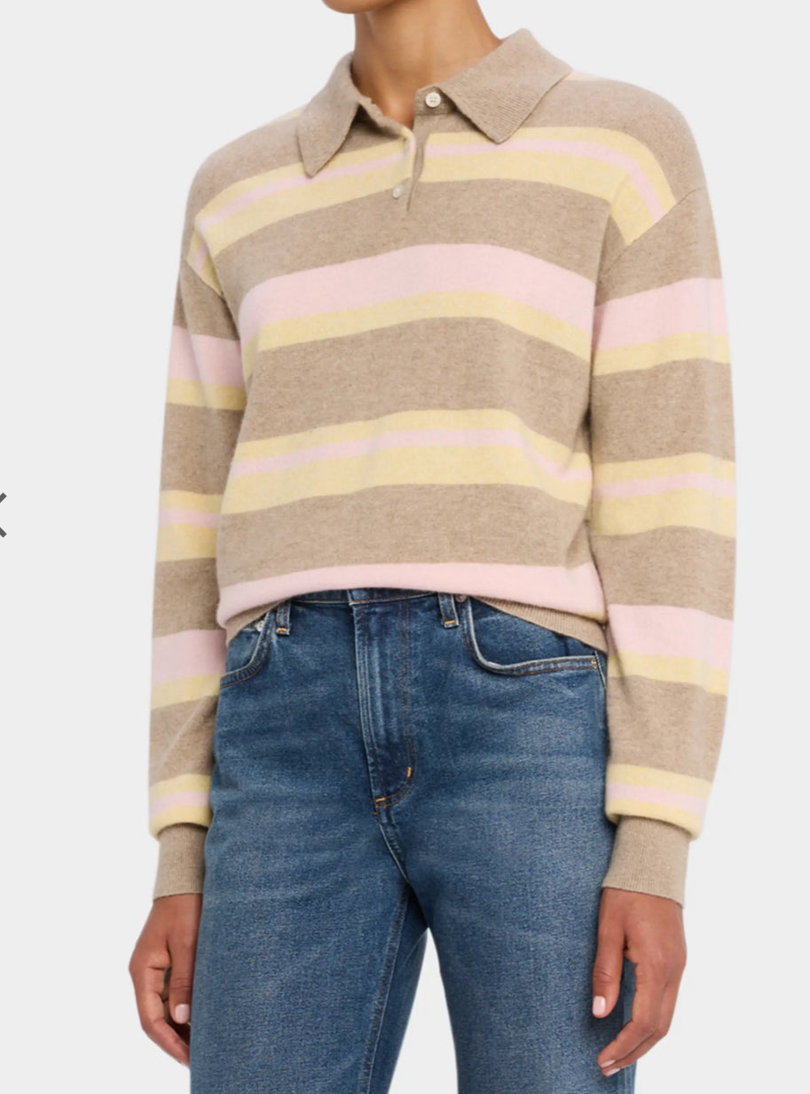Collegiate Stripe Polo Taupe Combo