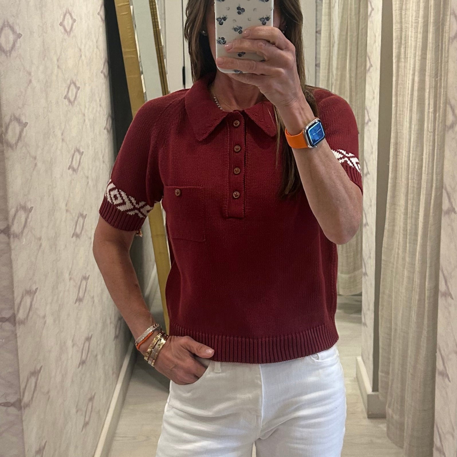 Lessi Knit Top Red Mesa