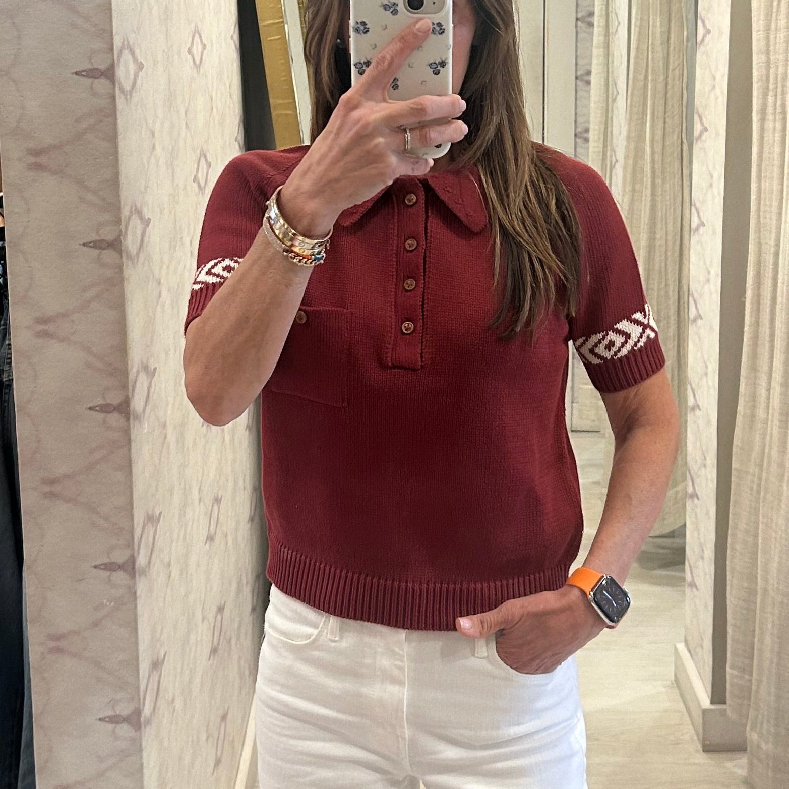 Lessi Knit Top Red Mesa