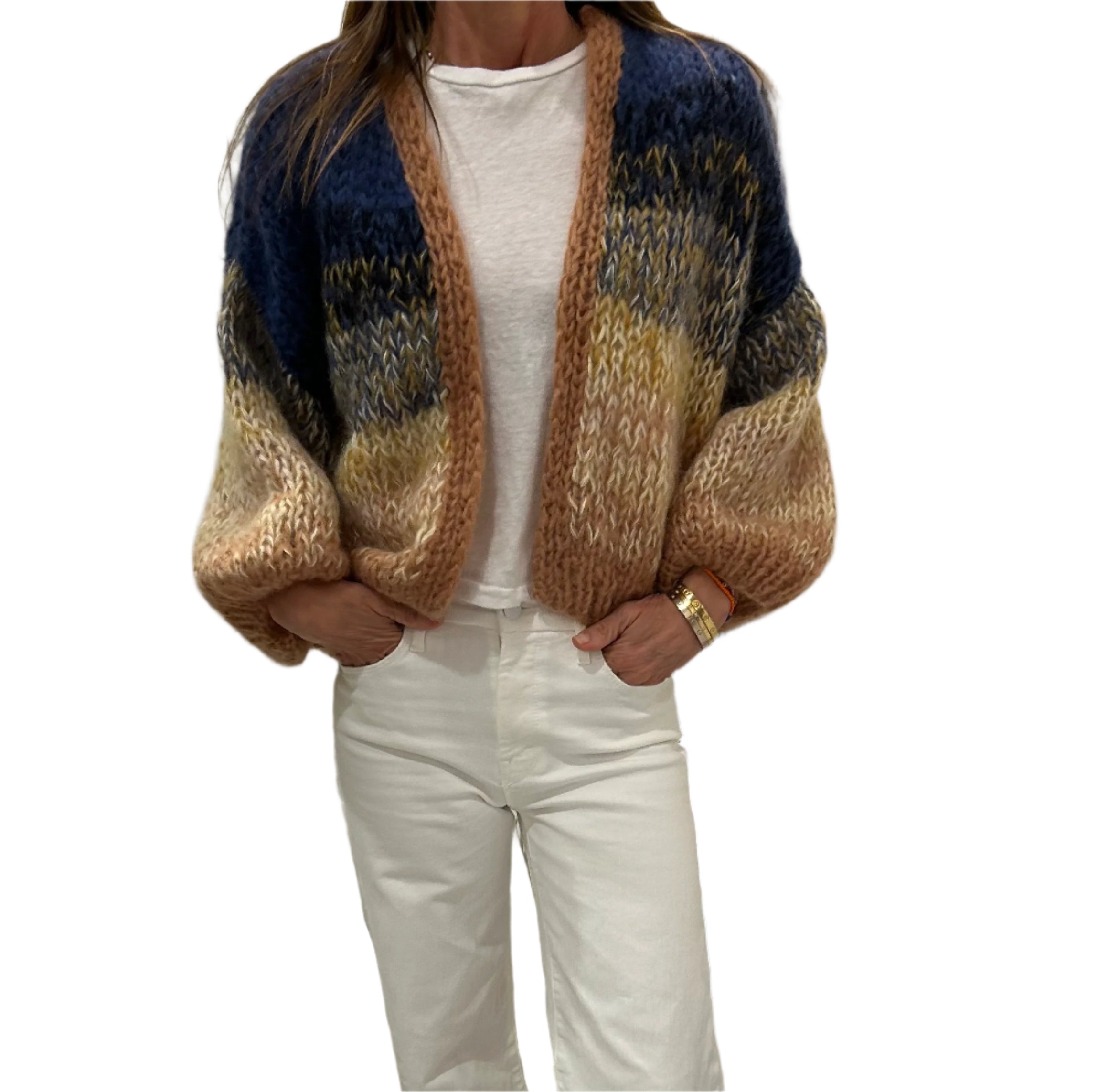 Mohair Gradient Bomber Mustard/Denim
