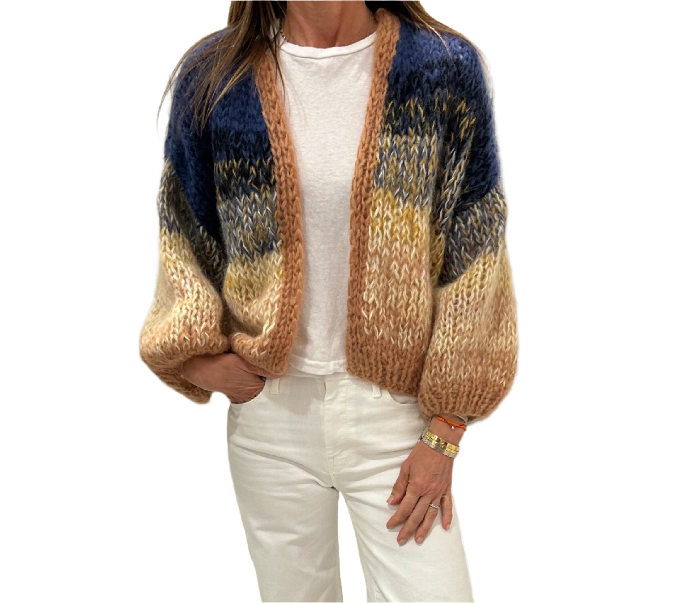 Mohair Gradient Bomber Mustard/Denim
