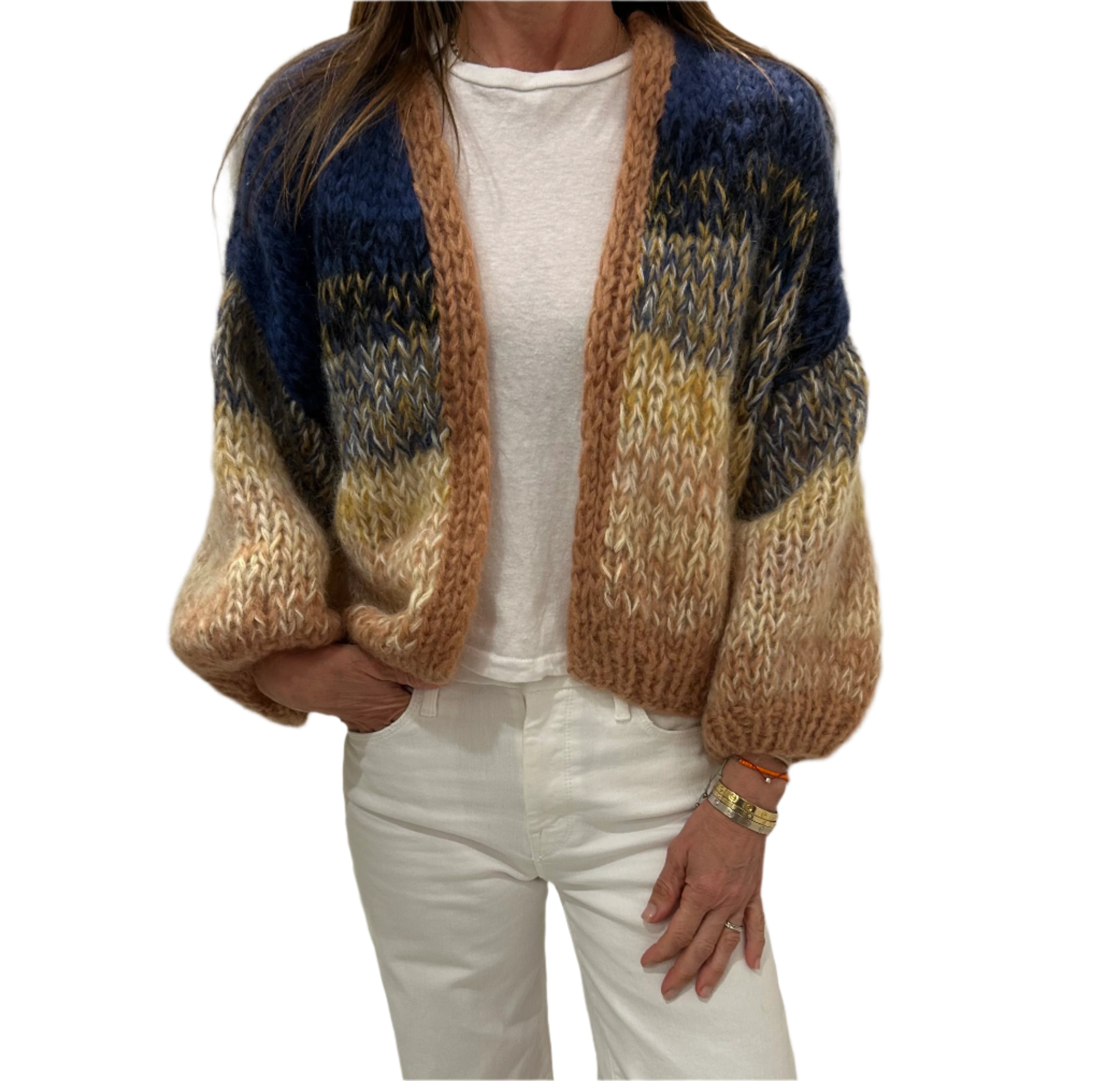 Mohair Gradient Bomber Mustard/Denim