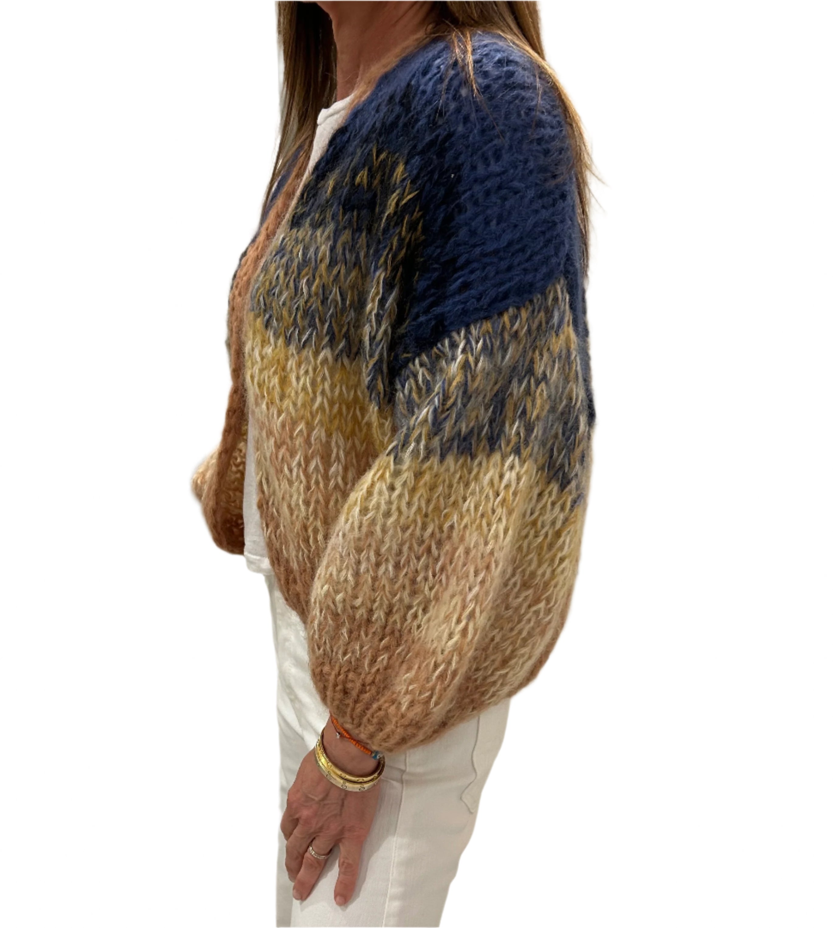 Mohair Gradient Bomber Mustard/Denim