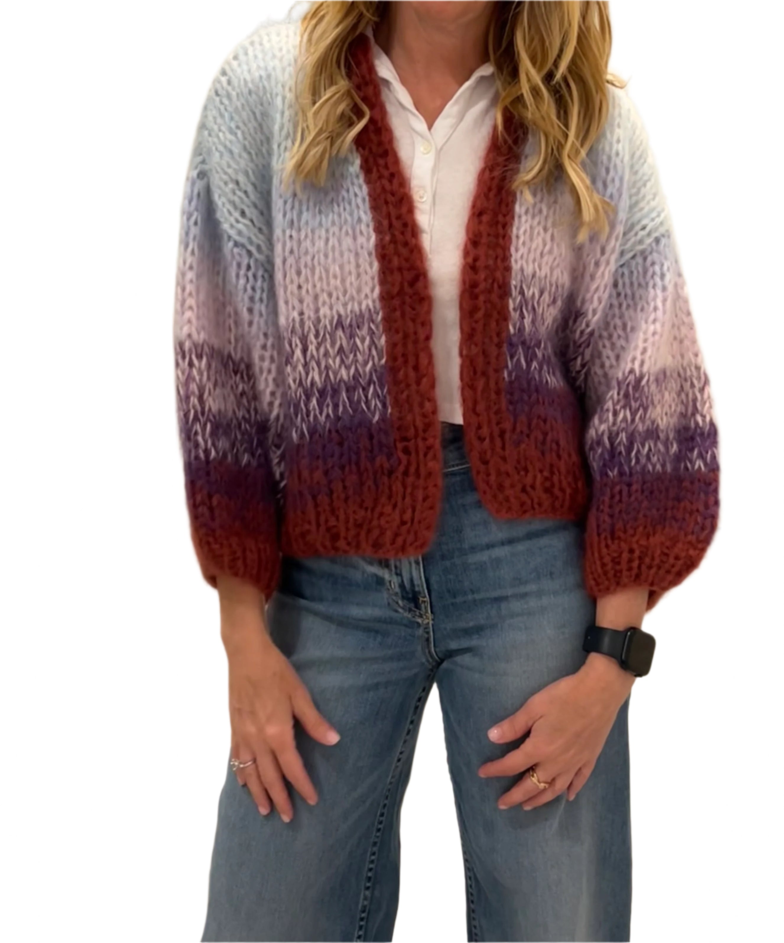 Mohair Gradient Bomber Purple/Lt Blue