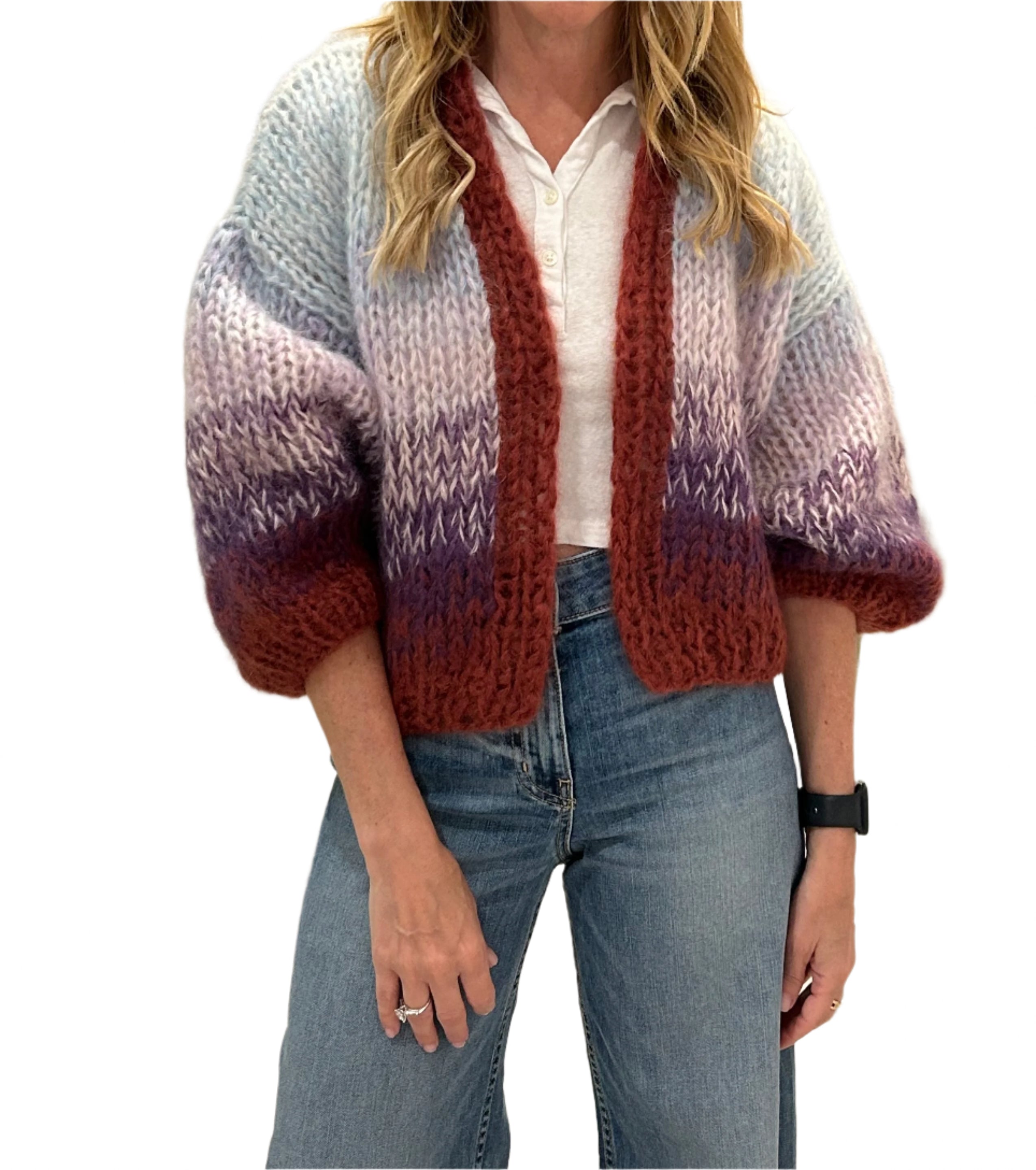 Mohair Gradient Bomber Purple/Lt Blue