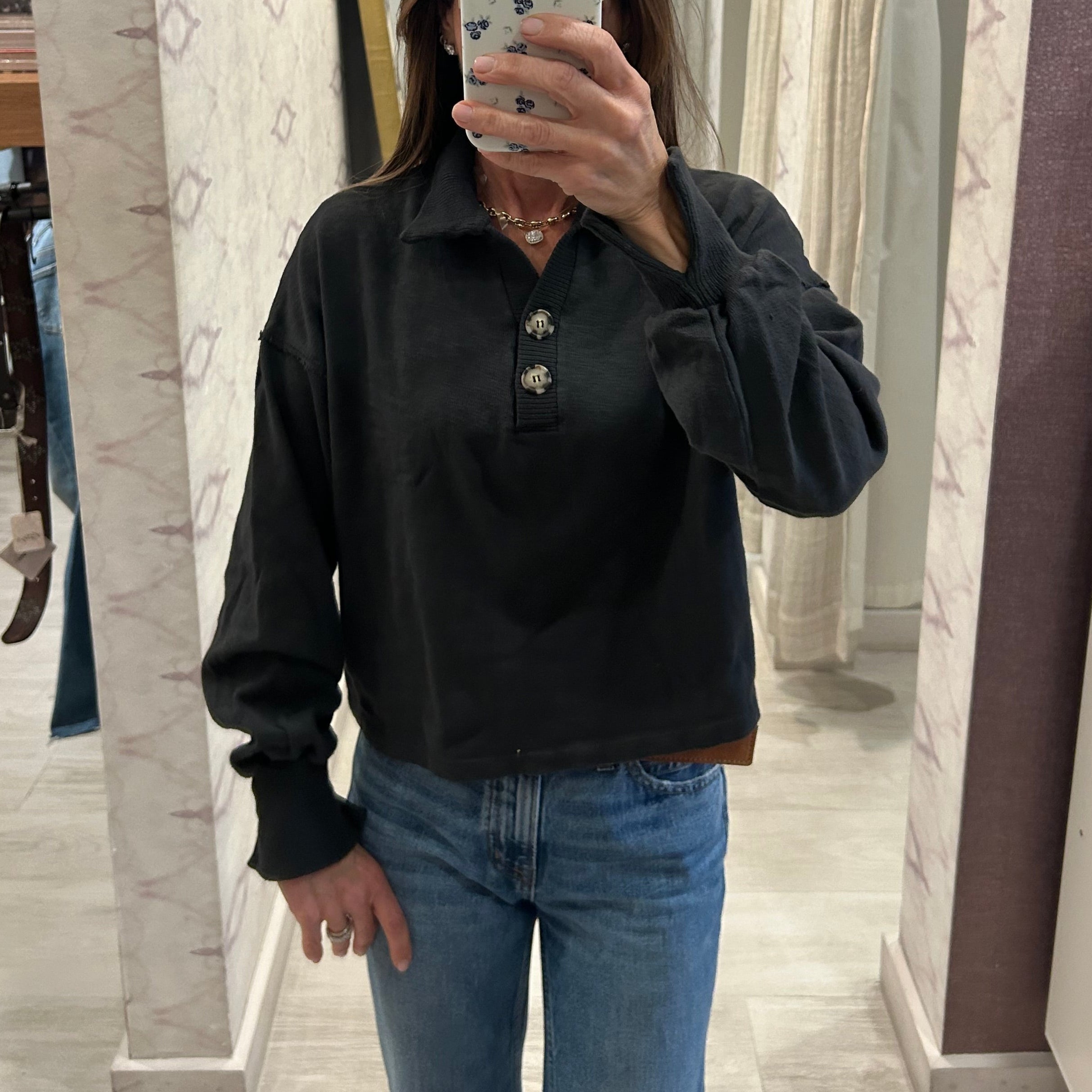Summit Henley Sweatshirt Black Pearl