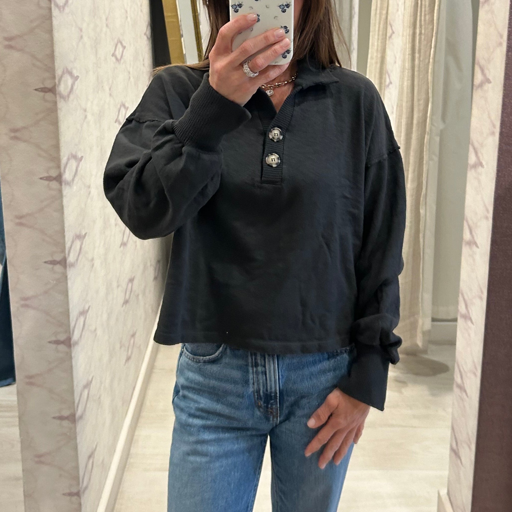 Summit Henley Sweatshirt Black Pearl