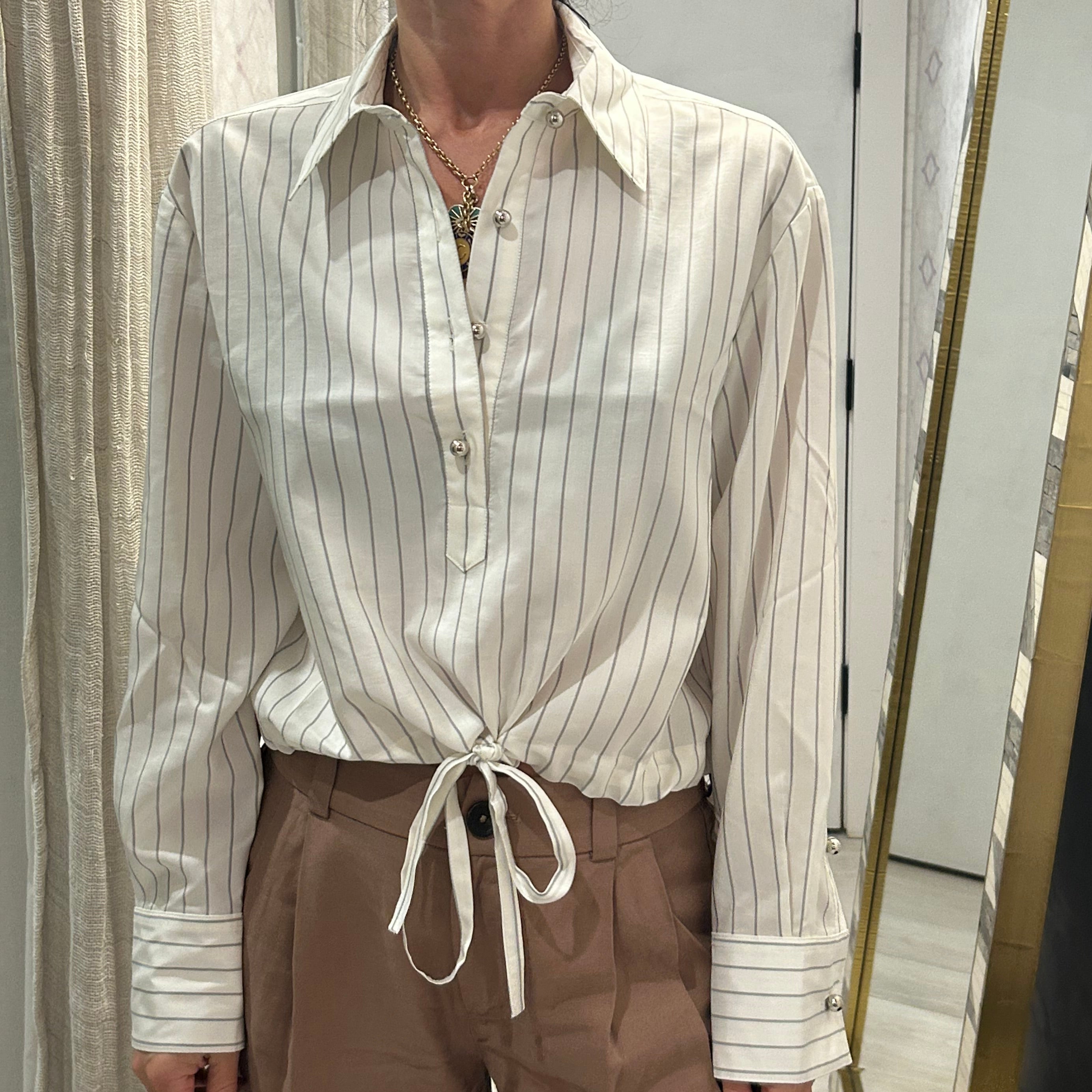 The Crawford Blouse White Stripe