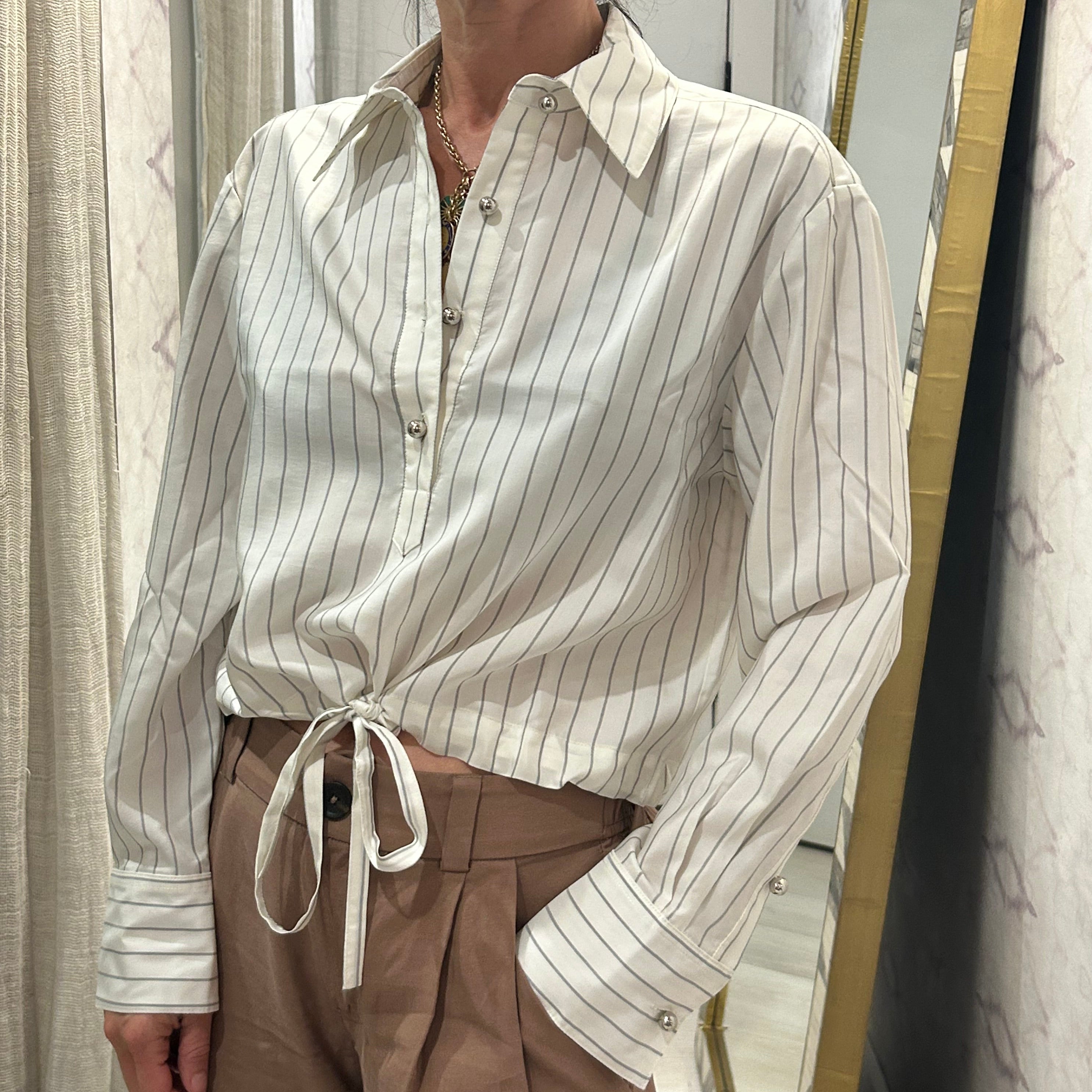 The Crawford Blouse White Stripe